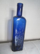Ancienne bouteille ou flacon de pharmacie verre soufflé bleu cobalt