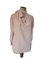Chloé chemisier blouse à lavallière en crêpe de soie rose T.XL Chloé silk blouse
