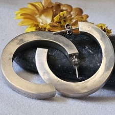 Grandes Créoles Vintage Artisan Argent 925 Diamètre 35 Mm 11,2 G