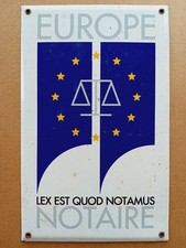 Plaque émaillée ÉTUDE enseigne NOTAIRE office notarial EUROPE juriste - LATIN