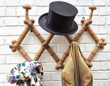 PORTEMANTEAU PORTE-CHAPEAUX ANCIEN PLIANT EXTENSIBLE EN BOIS CLAIR STYLE BAMBOU