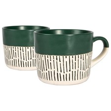2x vert 450 ml Dash trempé tasses de café en grès