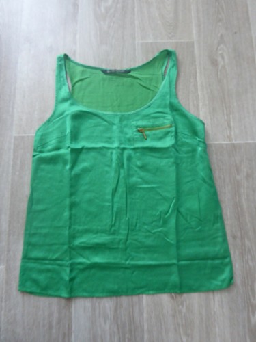 Débardeur satin vert - débardeur, zara