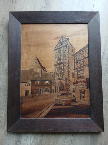 Rare grand tableau marqueterie - rare,