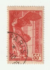 ♣ Timbre France N° 355 OBL Victoire de Samothrace 55c Rouge TBien