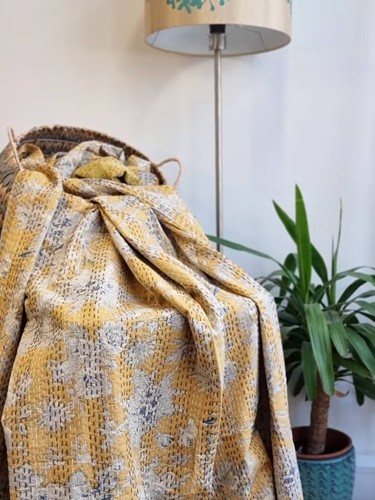 Couverture coton kantha - en,