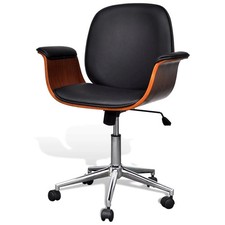 Fauteuil chaise siège de bureau luxe pivotant ergonomique avec accoudoir bois e