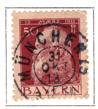 TIMBRE 1911 ALLEMAGNE BAVIERE