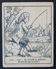 Chromo ancien carte ENIGME JEU DEVINETTE  ou est la grenouille enigma