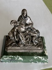 Pieta Piéta Bronze Statue  Sculpture religion Notre Dame de pitié socle marbre