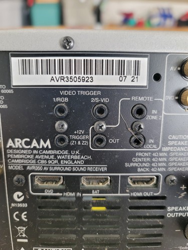 Arcam avr350 1 channel - arcam, 7.1