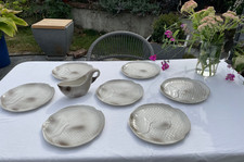 Service poisson 7 Assiettes et 1 Saucière faïence Salins les Bains Top état