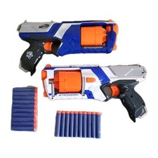Lot de 2 Pistolets NERF N-STRIKE Strongarm – Blanc & Bleu – 20 Fléchettes Neuves