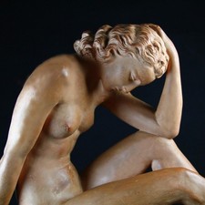 Très grande terre cuite Art Déco Ugo CIPRIANI "Femme pensive"