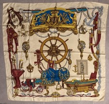 Hermès Paris Carre Soie Musée Signé Ledoux Vintage Ref I973