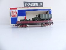 6601 / JOUEF FRANCE HO WAGON PLAT MILITAIRE A BOGIES + VEHICULES