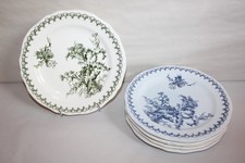 6 assiettes dessert en faïence de Gien décor chardons, diamètre 22 cm