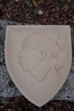 HF1413  BLASON MURAL CORSE MEDIEVAL ARMOIRIE  PIERRE RECONSTITUEE MAURE PAOLI