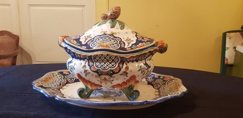 Soupière ancienne faïence - ancienne, en