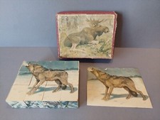 Ancien et rare cubes en bois soviétique pour enfants. Animals. URSS Moscow. B...