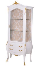 Vitrine Baroque Armoire Tiroirs Vaisselier / Buffet Blanc à Antique