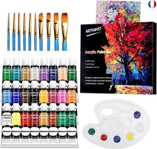24 couleurs (tube de 12 ml) de peinture acrylique pour artistes (24 couleurs