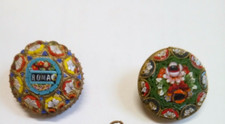 2 BROCHE VERRE MURANO MICRO MOSAIQUE SUR LAITON VINTAGE