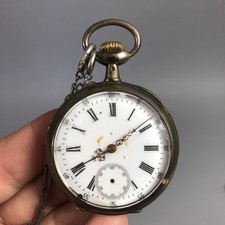 Montre gousset en argent «ancre ligne droite spiral Bréguet 15 rubis » A RÉVISER