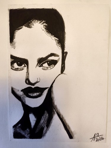 Dessin encre portrait - à,