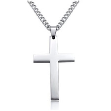 Collier Homme, Chaine et pendentif Croix en acier inoxydable