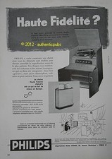 PUBLICITE DE 1957 PHILIPS CHAINE HAUTE FIDELITE AD PUB VINTAGE ADVERT