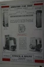 Pub Ad 1948 chauffage aérotherme  Générateur d'air chaud  STRACK & MAUNY Paris
