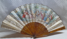 ÉVENTAIL FIN XIX ème EN ECAILLE ET PAPIER PEINT