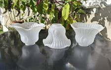 Lot de 3 Tulipes Abat Jour En Verre Dépoli suspension applique Vintage rétro