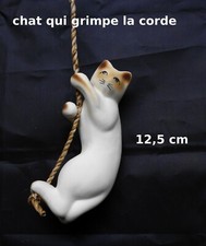 chat en céramique sur une corde,collection,décoration,bibelot, cat, kat (P-S2)