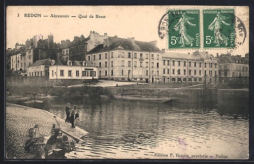 Cpa redon abreuvoir quai de - abreuvoir,,