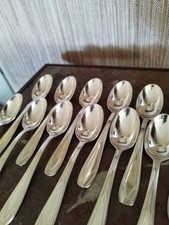 12 Petites Cuillères Art Déco Orfèvrerie SFAM en Métal Argenté