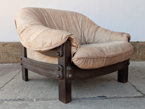 Fauteuil vintage danois cognac - fauteuil,