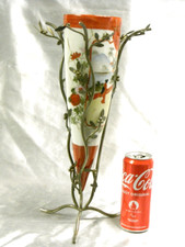 VASE CORNET D'APPLIQUE PORCELAINE ASIATIQUE JAPON JAPANESE SUPPORT VÉGÉTAL GUI