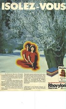 PUBLICITE ADVERTISING 1981 RHOVYLON sous vetements homme femme enfant
