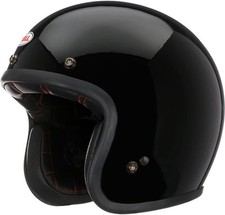 Casque Moto Jet Bell Custom 500 Noir Vintage Brillant Mono ECE 2206