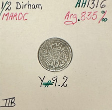 MAROC - 1/2 DIRHAM (AH 1316) -