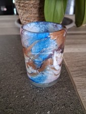 Michèle LUZORO (1949 - ), Biot Vase Rouleau en verre soufflé incrustation d'or