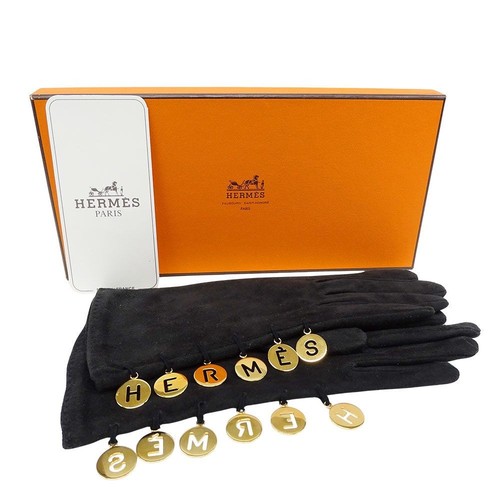 Gants hermès daim noir - hermès,