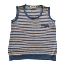 Courrèges Hyperbole Womens Vintage 70s/80s Blue Knit Tank Top S Made In France 