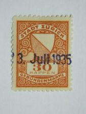 Vignette Timbre taxe Ville de Zürich Suisse Gebührenmarke Oblitération 1935