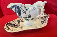 Creil Et Montereau Belle Saucière En Faïence Modèle Pois De Senteur Fin XIX/1900