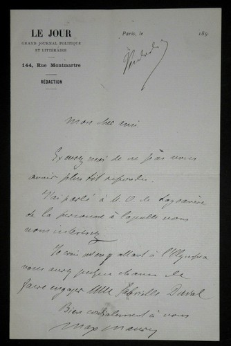 Max maurey lettre autographe - max,