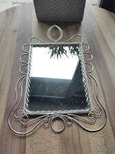 Petit miroir à accrocher Ikea vintage en fil de fer, métal argenté