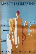 PAUL COLIN RARE AFFICHE LITHOGRAPHIÉE 1946 BONS DE LA LIBERATION SOUSCRIVEZ